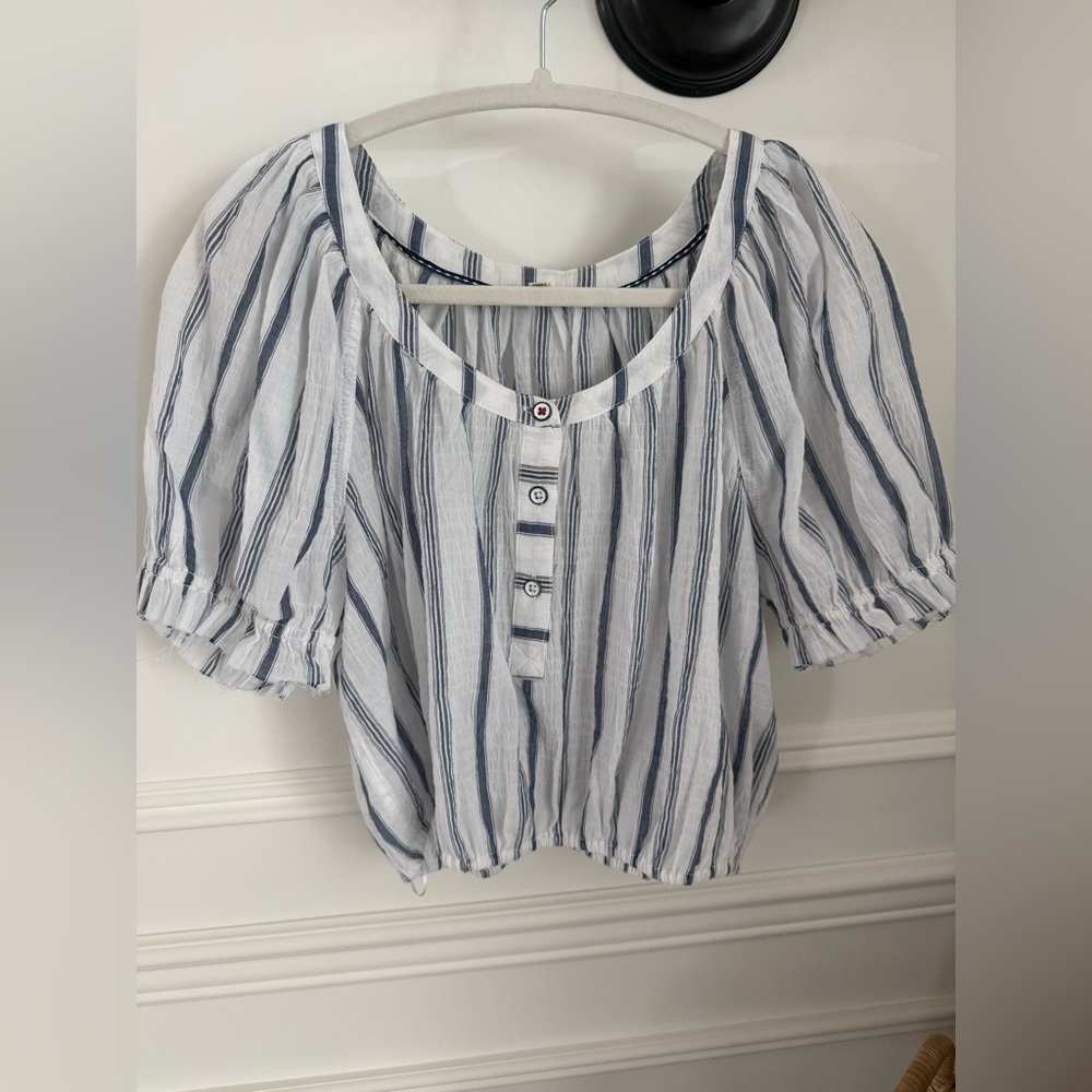 Pilcro Blue & White Striped Top